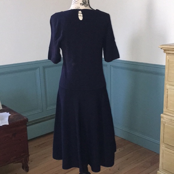 Talbots Fit and Flare Navy Knit Dress EUC - Picture 2 of 8